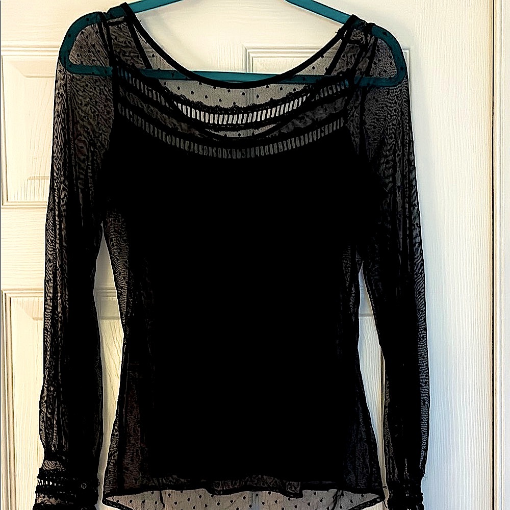 Guess Black Sheer Women's Top